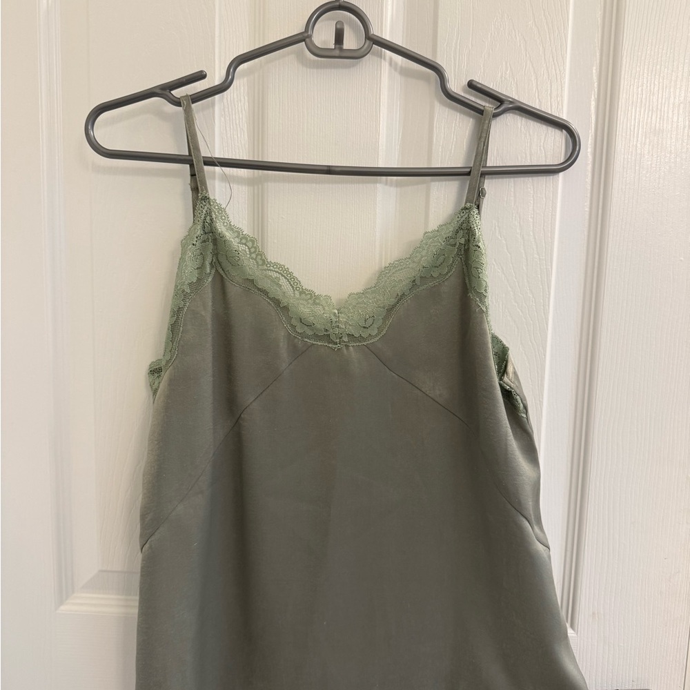 Green Lace Trim Cami Top